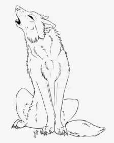 Howling Wolf Drawing - Draw A Wolf Sitting And Howling, HD Png Download, Free Download