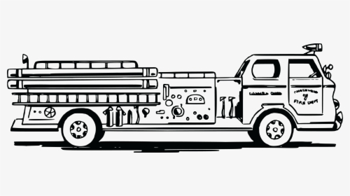 Transparent Fire Truck Clip Art - Firetruck Black And White Clip Art, HD Png Download, Free Download