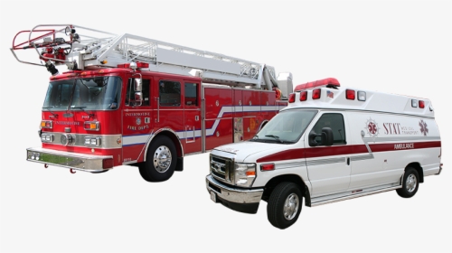 Clip Art Fire Truck Ambulance Police Car - Ambulance And Fire Engine, HD Png Download, Free Download