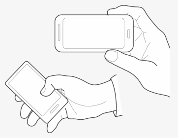 Various Hand Illustrations Holding A Touchscreen Phone - Hands Holding Phone Illustration, HD Png Download, Free Download