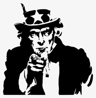 Uncle Sam Pointing Clip - Uncle Sam Pointing Black And White, HD Png Download, Free Download
