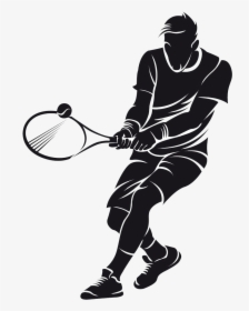 Wall Decal Tennis Sticker Vinyl Group - Silhouette Tennis Player Png, Transparent Png, Free Download