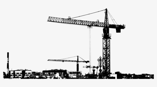 Construction Equipment,crane,tower - Silhouette Of City Construction, HD Png Download, Free Download