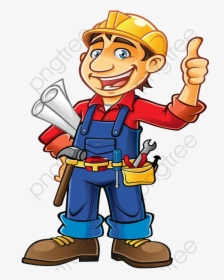 Cartoon Builder Commercial - Transparent Construction Worker Clipart, HD Png Download, Free Download