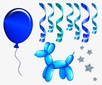 Balloons, Blue Balloons, Streamers, Balloon Dog - Blue Balloon Dog Sticker, HD Png Download, Free Download
