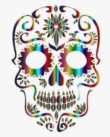 Chromatic Sugar Skull Silhouette 3 No Background Clip - Png Sugar Skull, Transparent Png, Free Download