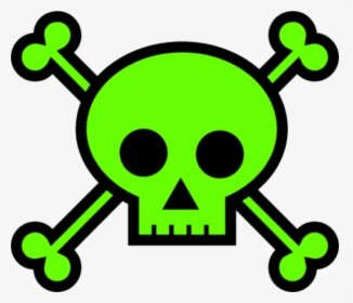 Green Pirate Skull No Background Clipart & Clip Art - Draw Skull And Bones, HD Png Download, Free Download