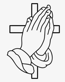 Lineart Praying Hands - Clip Art Praying Hands And Cross, HD Png Download, Free Download