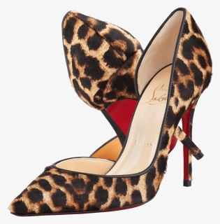 Louboutin Iriza D"orsay Leopard Print Calf Pumps Cheetah - Leopard Louis Vuitton Heels, HD Png Download, Free Download