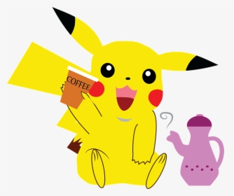 Pokemon, Pikachu, Coffee - Pikachu With Coffee, HD Png Download, Free Download