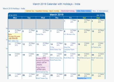 March 2019 Calendar With Holidays India - September 2019 Calendar With Holidays India, HD Png Download, Free Download