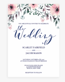 Watercolor Floral Wedding Invitations Template - Wedding Invitation Template Rsvp, HD Png Download, Free Download