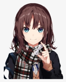 Anime Girl With Brown Hair And Blue Eyes, HD Png Download, Free Download