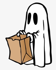 Sketch Halloween Ghost With Bag For Trick Or Treat - Ghost Trick Or Treat, HD Png Download, Free Download