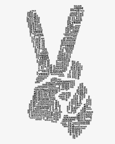 Peace Hand Sign Smoothed - Peace Sign Hand With Words, HD Png Download, Free Download