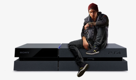 Infamous Second Son Character Sitting On Playstation - Front Side Of Ps4, HD Png Download, Free Download