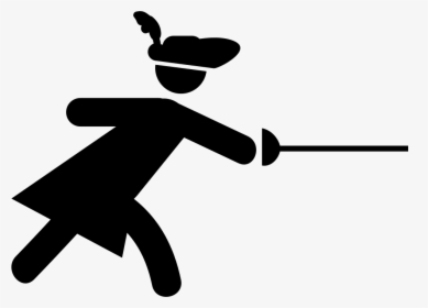 Fencing Clipart Stick Figure - Stick Figure With Sword, HD Png Download, Free Download