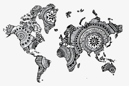 World Mandala Drawing Henna Map Free Clipart Hd Clipart - Mandala Map, HD Png Download, Free Download