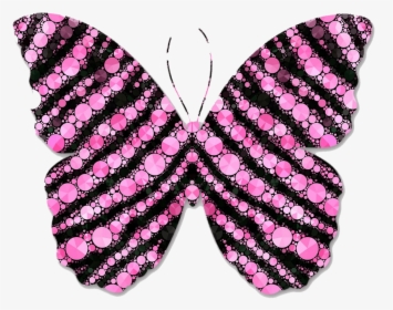Pink And Black Circles Butterfly Clipart - Mariposas Negras Y Rosadas, HD Png Download, Free Download