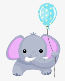 Little Big Crafter On - Baby Elephant With Balloons Clipart Png, Transparent Png, Free Download