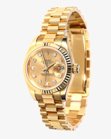 Gold Clock Watch Rolex Watches Mechanical Table Clipart - Rolex Png, Transparent Png, Free Download