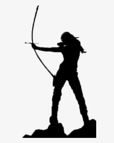 Clip Art Bow And Arrow Silhouette - Girl Hunting Bow And Arrow, HD Png Download, Free Download