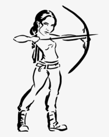 Archer, Katniss, Hunger, Bow, Games, Drawing, Arrow - Hunger Games Katniss Drawing, HD Png Download, Free Download