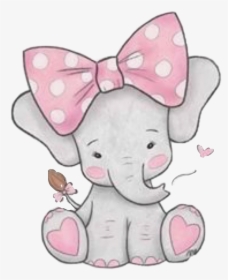 Transparent Pink Bow Clipart - Pink Baby Elephant Clipart, HD Png Download, Free Download