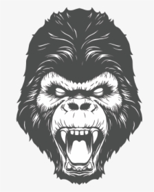 Clip Art Printed Vinyl Gorilla Head - Cartoon Gorilla Mouth Open, HD Png Download, Free Download