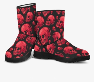 Red Skull Faux Fur Boots - Snow Boot, HD Png Download, Free Download
