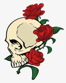Skull Red Flowers Redaesthetic Aesthetic - Skull And Rose Transparent, HD Png Download, Free Download