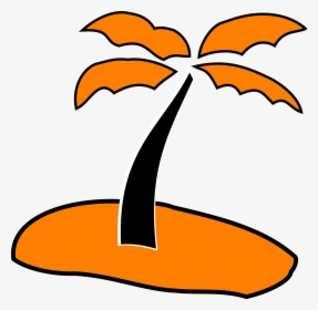 Palm Tree Sand Orange Black Beach Summer - Clip Art, HD Png Download, Free Download