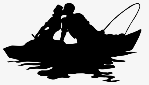 Boat Silhouette Png - Fishing Couple Clipart, Transparent Png, Free Download