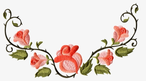 Rose Floral Pattern Border Clipart , Png Download - Flower Border Embroidery Designs, Transparent Png, Free Download