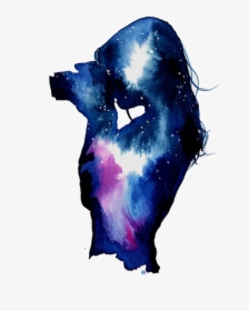 #silhouette #camera #galaxy #girl #photographer #woman - Universo Aquarela, HD Png Download, Free Download