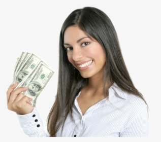 We Loan More - Woman Holding Money Png, Transparent Png, Free Download