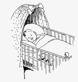 Crib Drawing Baby Cot - Baby In A Crib Drawing, HD Png Download, Free Download