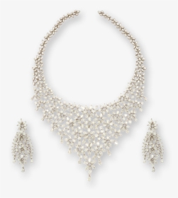 Necklace Set With Faceted Round Diamonds - Necklace, HD Png Download, Free Download