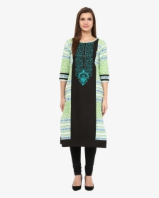 Feather Satin Embroidered Yoke Black Kurti - Stitch, HD Png Download, Free Download