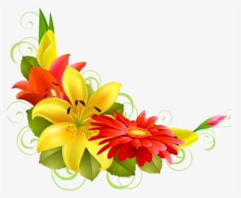 Corner Flower Design Png, Transparent Png , Png Download - Flowers For Wedding Card Design, Png Download, Free Download