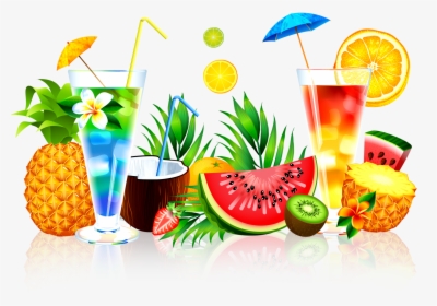 Summer Juice Fruit Watermelon Pineapple Download Hd - Fruits Juice Clipart Png, Transparent Png, Free Download