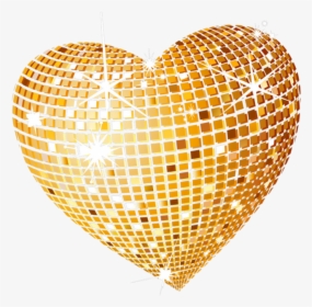 Gold Disco Heart Png Clipart Picture - Transparent Background Sparkle Heart, Png Download, Free Download