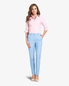 Womens Pale Blue Dress Pants - Shirt And Trouser For Ladies, HD Png Download, Free Download