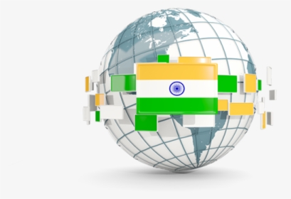 Globe With Line Of Flags - Png Globe India, Transparent Png, Free Download