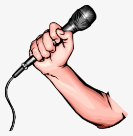Vector Illustration Of Entertainer"s Hand Holding Electromagnetic - Hand Holding Microphone Png, Transparent Png, Free Download