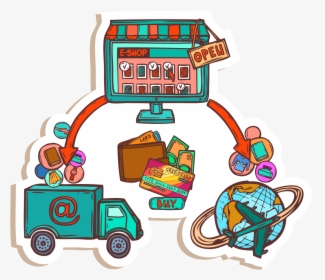 Online Shopping E Commerce Photography Illustration - Transportation Globalization Clipart, HD Png Download, Free Download