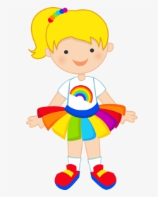 Girl In Tutu Clipart - Rainbow Girl Clipart, HD Png Download, Free Download
