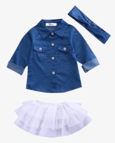 Petite Bello Dress Set 0-12 Months Denim Long Sleeve - Baby Girl Denim Outfit, HD Png Download, Free Download