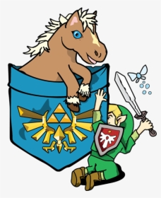 Link Pocket-tee Epona Breath Of The Wild Switch Teepublic - Cartoon, HD Png Download, Free Download
