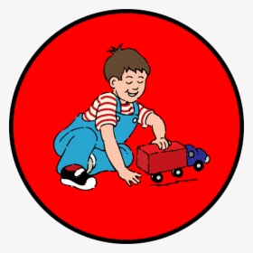 Little Boy Playing With Car In Red Circle Clip Art - Children Playing Clip Art, HD Png Download, Free Download